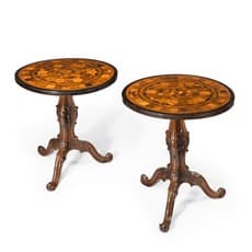 A pair of Anglo-Indian specimen top occasional tables