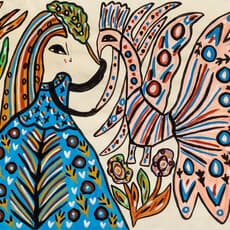 Baya, Femme parle à un paon (1989)